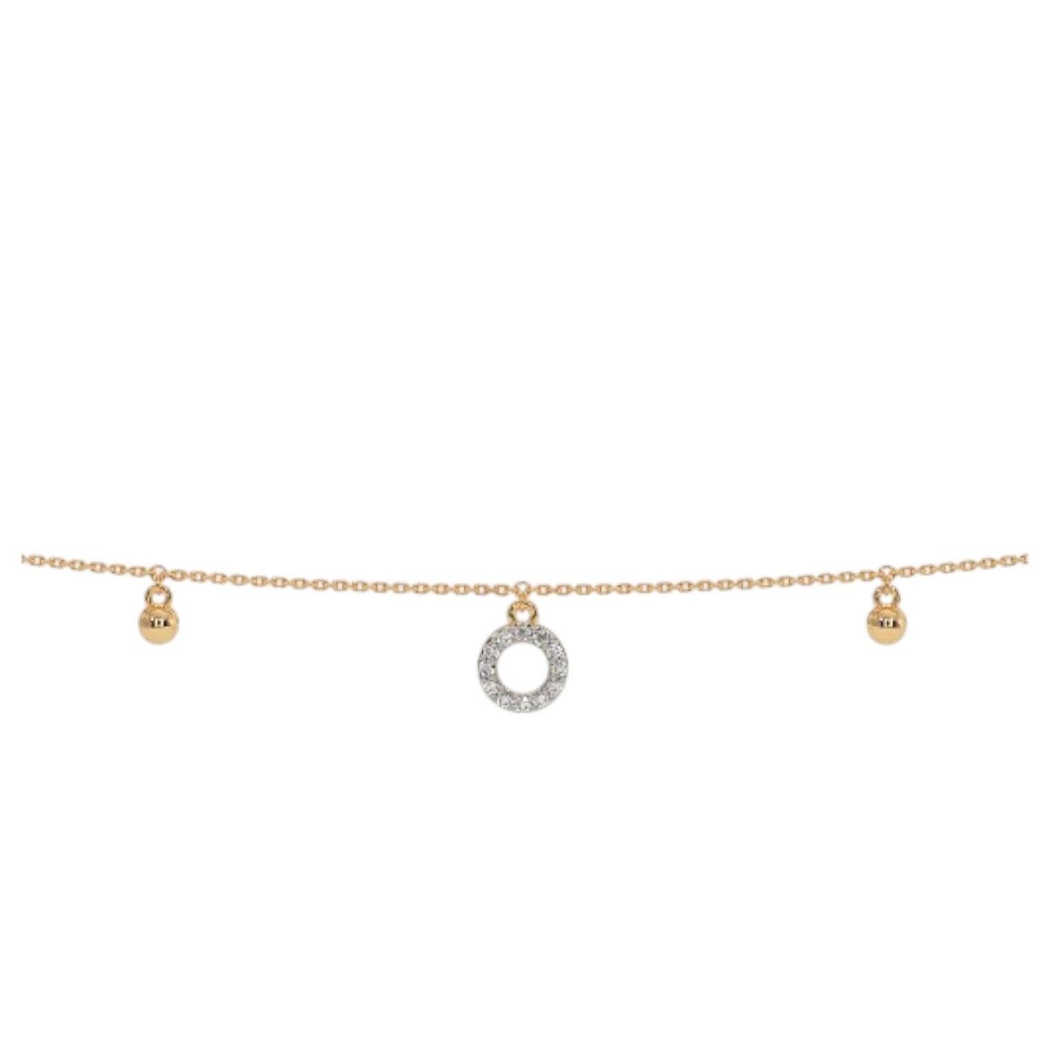 Two Tone Circle 925 Sterling Silver Heart Charm Bling Anklet By Kesardeep Impex For Women